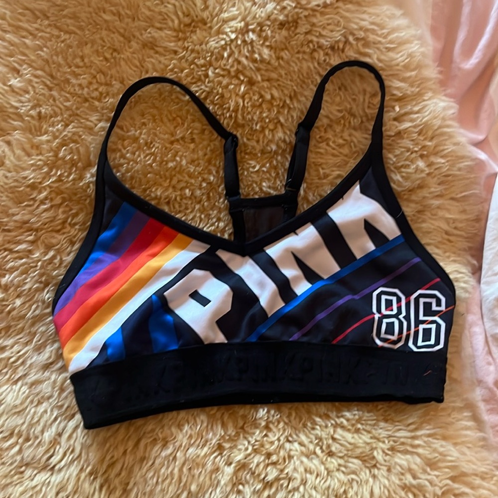 PINK active wear crop top in black size S